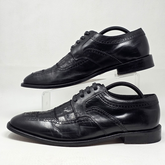 Stacy Adams Men's Size 10.5M Signature Monarch Black Shoes 24525-001 Pre-owned - Picture 3 of 10